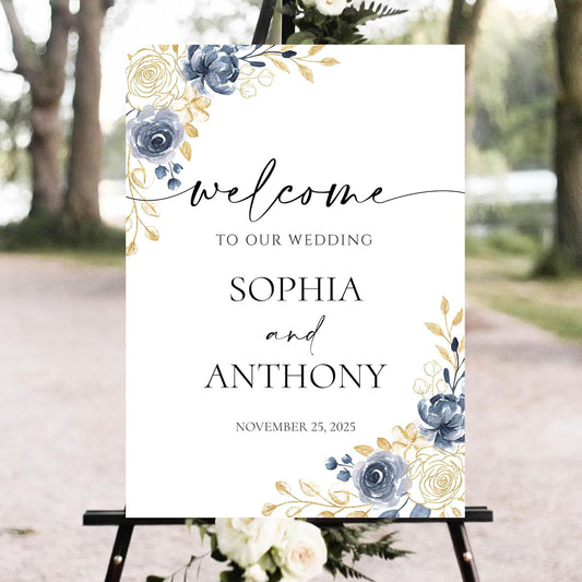 Personalized Wedding Welcome Sign, Welcome To Our Wedding, 18 inches x 12 inches, Plastic, Vintage Style, Pole Mount, Indoor/Outdoor Use