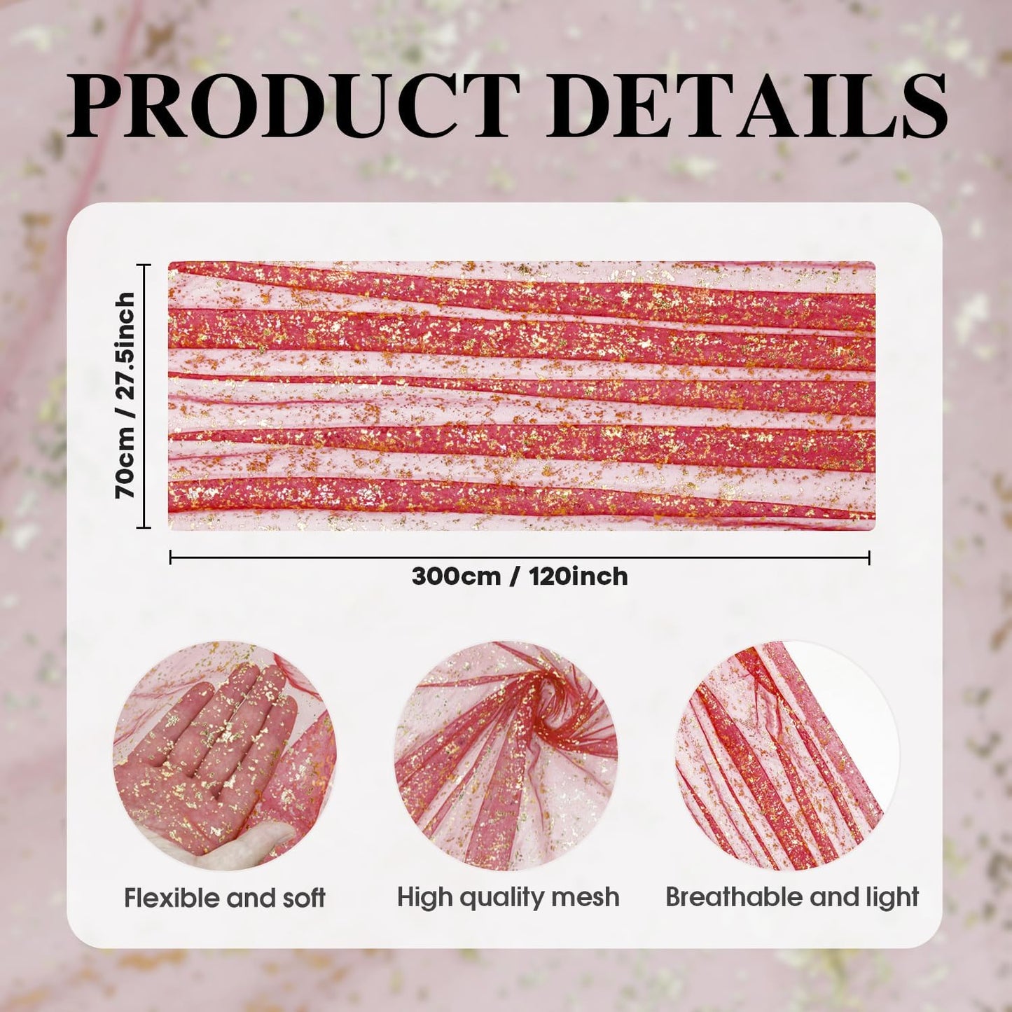 Artoid Mode Red Gold Gauze Table Runner 120 Inch 10FT, Glitter Metallic Foil Sheer Dining Wedding Anniversary Holiday Table Decor for Home Party