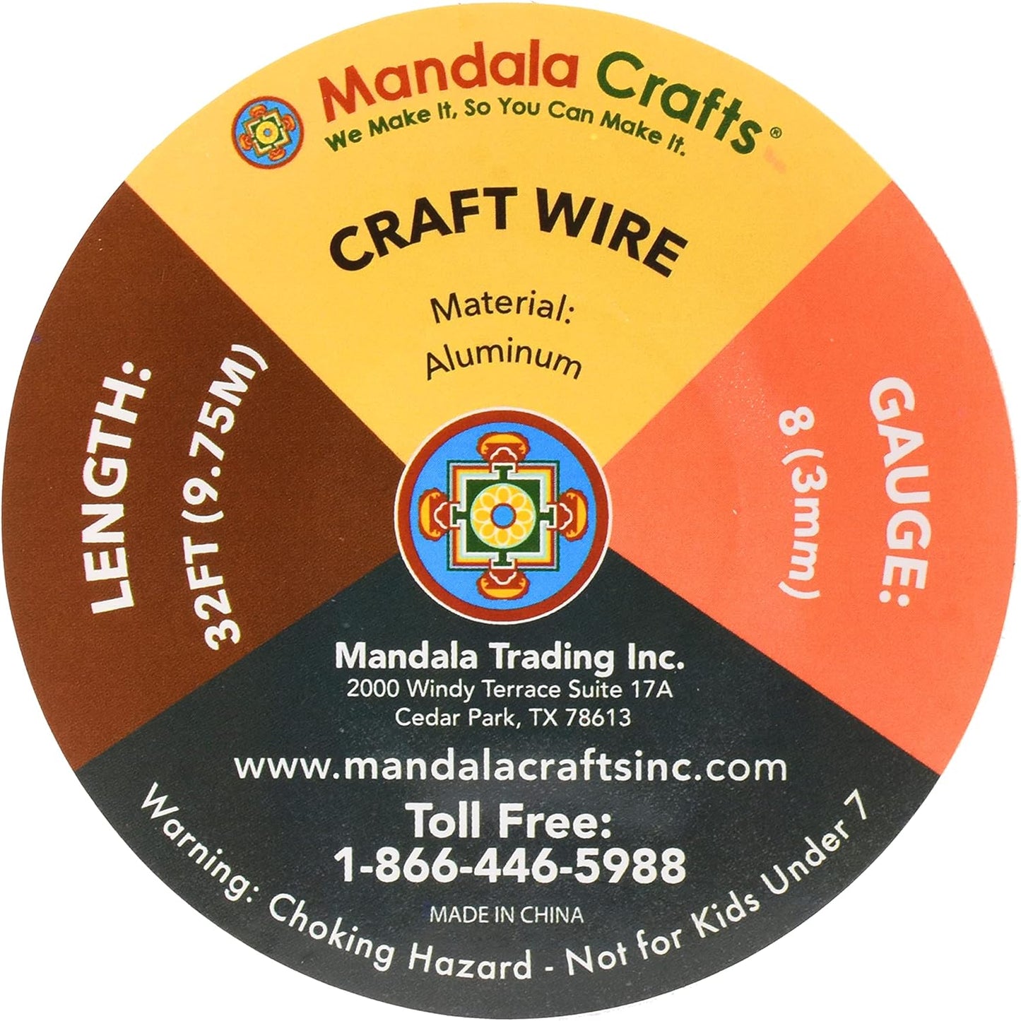 Mandala Crafts 8 Gauge Anodized Aluminum Craft Wire for Jewelry Making - 32 FT Colored Flexible Light Gold Wire - Bendable for Bonsai Armature Crafting Sculpting