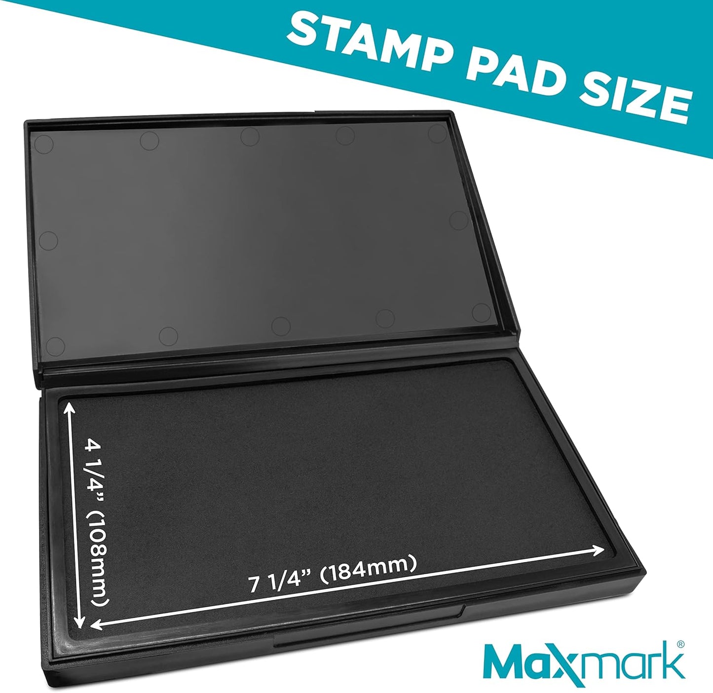 MaxMark Large Black Stamp Pad - 4-1/4" by 7-1/4" - Premium Quality Felt Pad