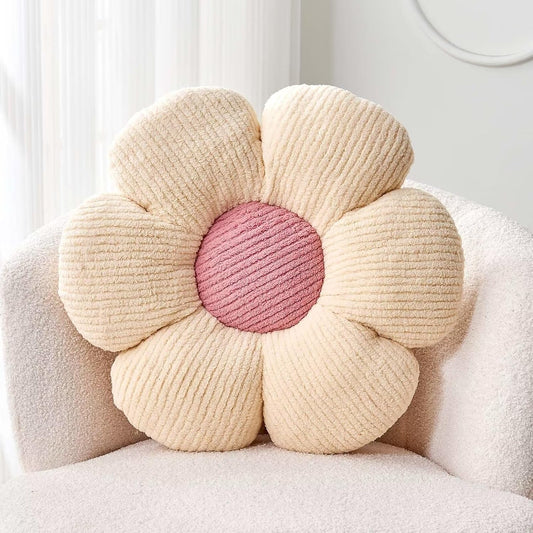 Flower Throw Pillow, Soft White 14.9" Shaped Floor Pillow for Home Decor, Cute Aesthetic Plush Decorative Pillows for Bed, Sofa, Couch