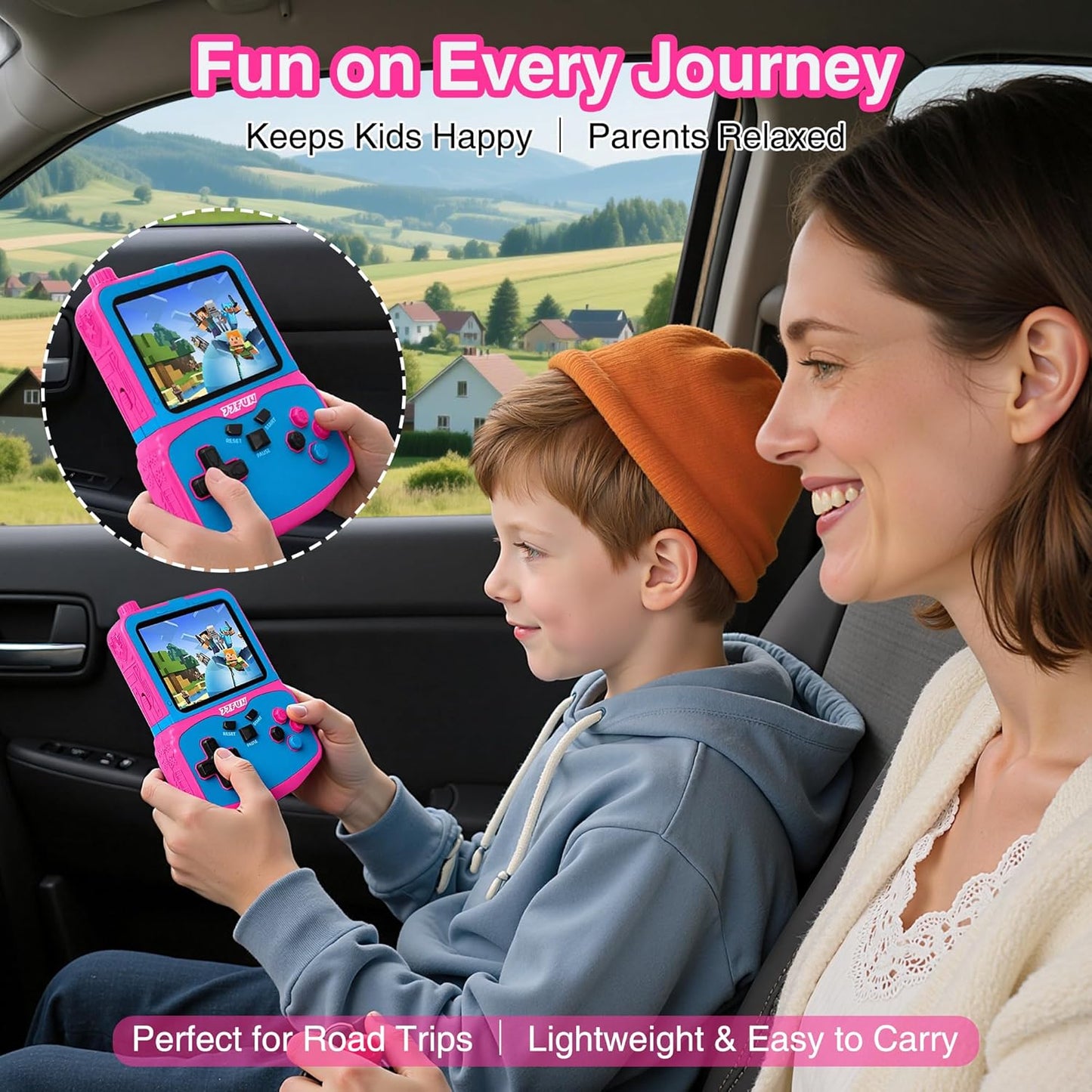 Handheld Game Console for Girls, 220 Retro Games Built-in, 3.5'' HD IPS Screen, Rechargeable Mini Portable Video Game Player for Travel & Car Trips, Gift for Kids (Rose Red)