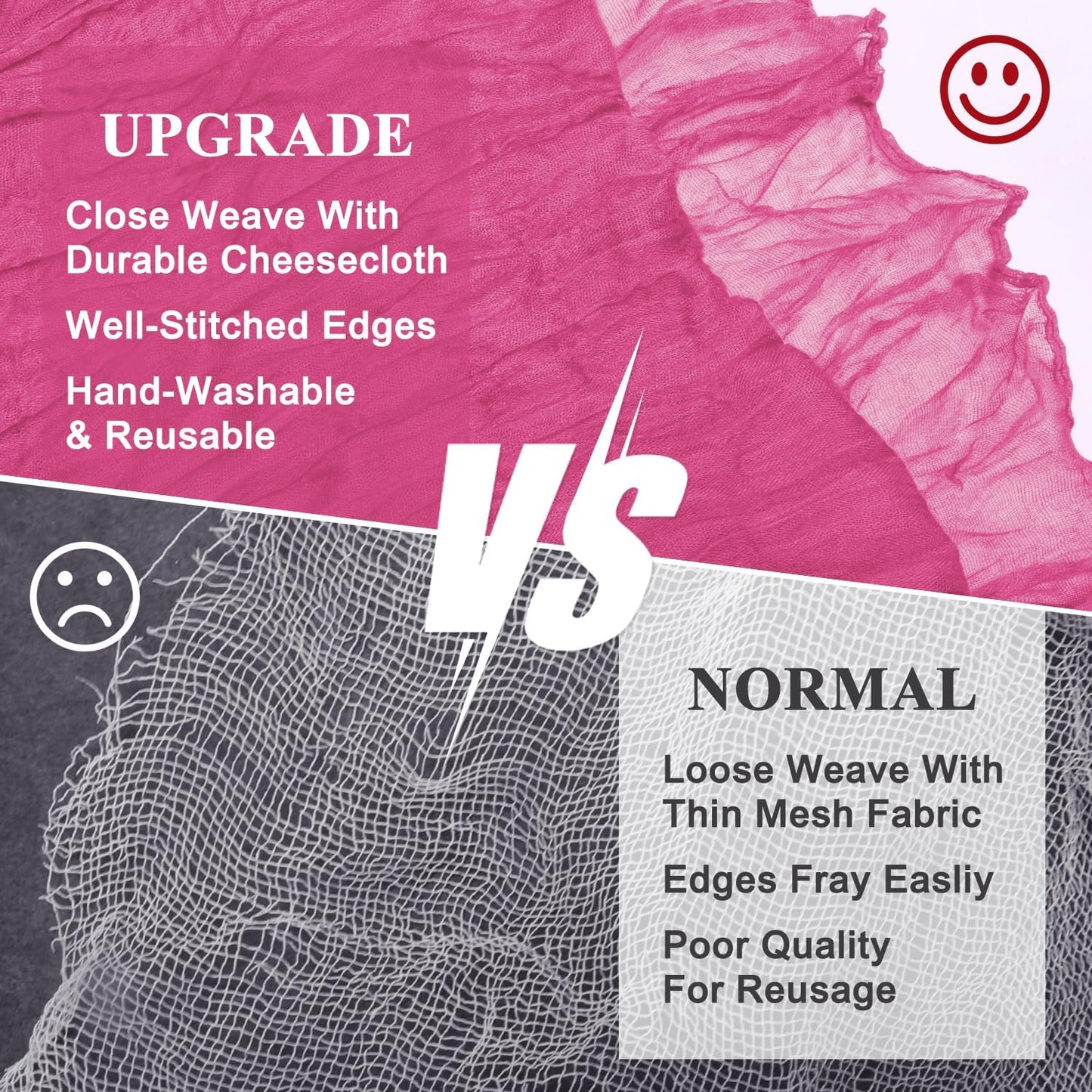 Asee'm 2pcs Cheesecloth Table Runner 120 Inches Long Deep Pink Boho Gauze Cheese Cloth Runner 10FT Rustic Sheer Table Runners for Christmas Wedding Party Baby Shower Spring Easter Decoration