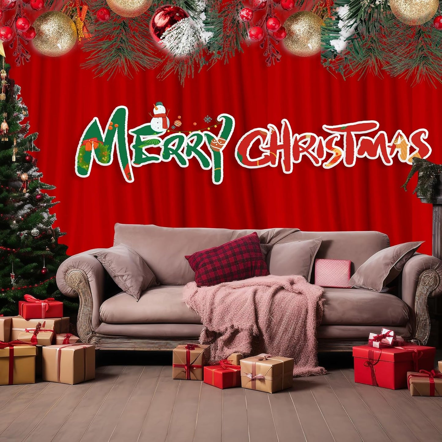 MEETSKY Red Backdrop Curtains for Party Valentine's Day Arch Stage Wedding Ceremony Red Curtains Fabric Photography Backdrop Drapes for BBirthday Party Baby Shower Christmas, 5ft x 8ft, 2 Panels