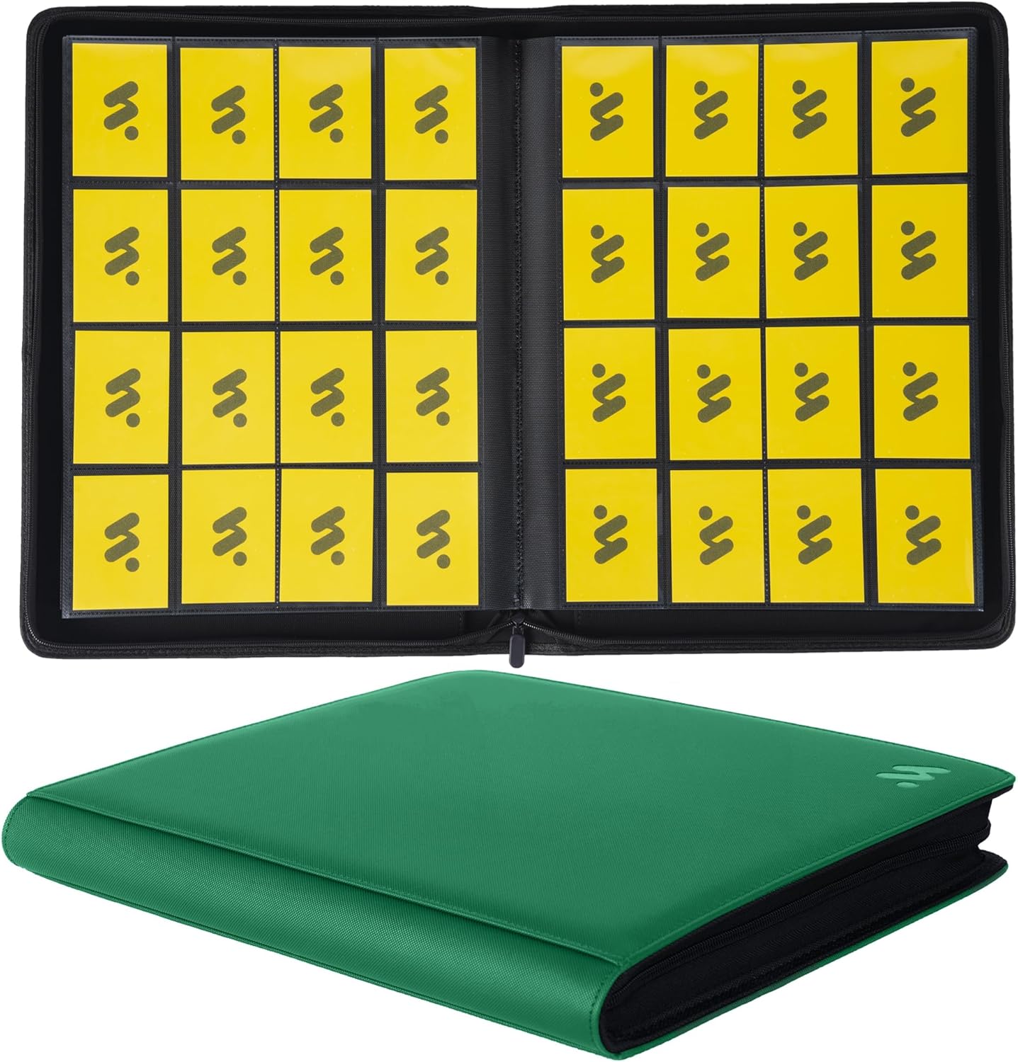 Premium 1000+ Pockets Card Binder,16 Pockets Trading Card Binder Ringless Side Loading Trading Card Album Folder for TCG -Dark Green