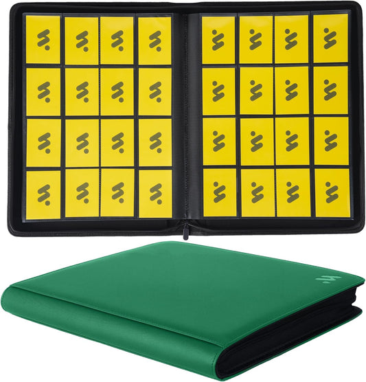 Premium 1000+ Pockets Card Binder,16 Pockets Trading Card Binder Ringless Side Loading Trading Card Album Folder for TCG -Dark Green