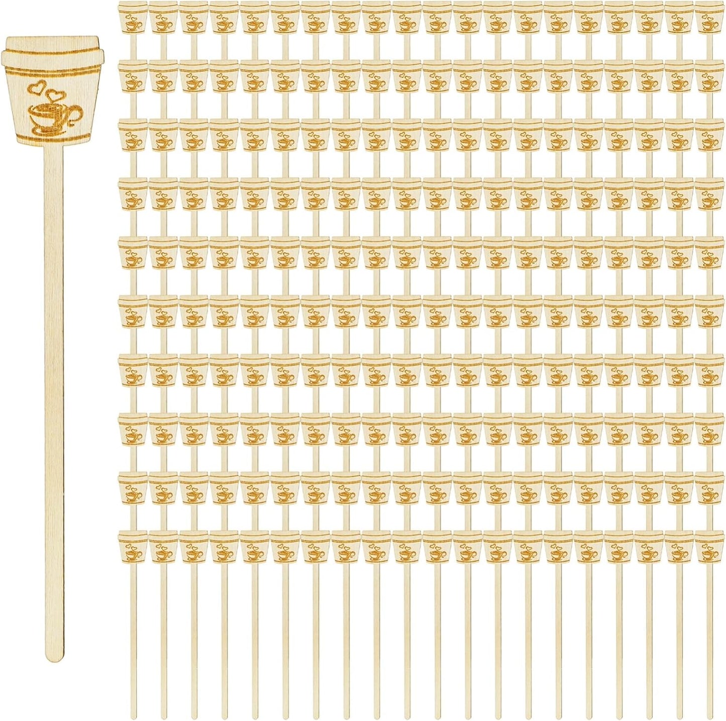 200 Pieces Wooden Coffee Stirrers, 6 inch Disposable Coffee Stir Sticks, Hot Drink Beverage Stirring Swizzle Stir Stick Coffee Mixer for Coffee, Milk, Juice, Cocktail, Chocolate