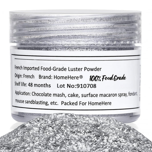 HomeHere Edible Luster Dust Food-Grade Glimmer Powder Glitter for Cake Decorating 7g, Disco Diamond Dust, Edible Sprinkle Glitter for Cocktails Drinks Baking Candy Dessert Chocolate Vegan Tasteless