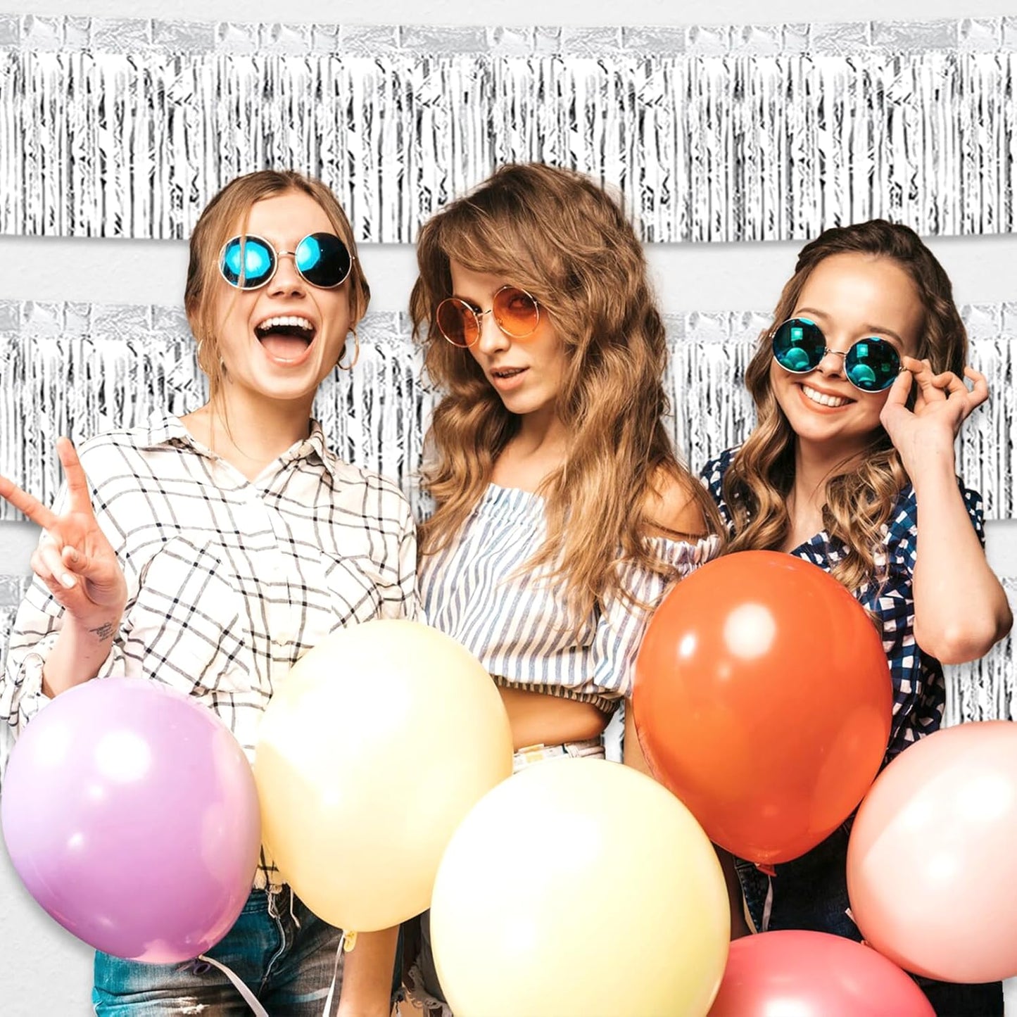 6 Pack 10 Feet Silver Foil Fringe Garland Metallic Tinsel Streamers Banner Wall Hanging Curtain Backdrop for Parade Floats, Birthday, Graduate, Mother's Day, Wedding Party Decoration