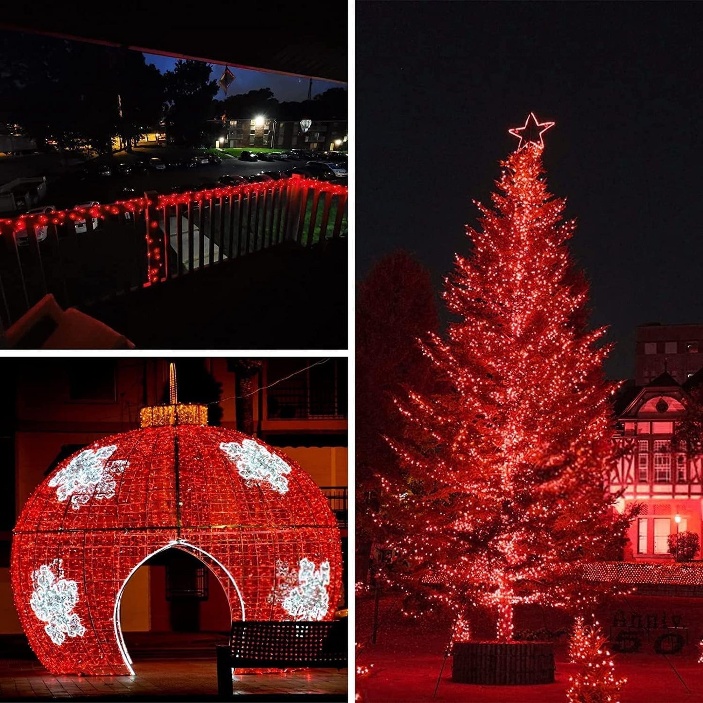 66Ft 200 LED Fairy Lights Plug in, Waterproof String Lights Outdoor & Indoor 8 Modes Christmas Lights Bedroom Decor, Timer Twinkle Lights for Bedroom Party Christmas Decorations (Red and Cool White)