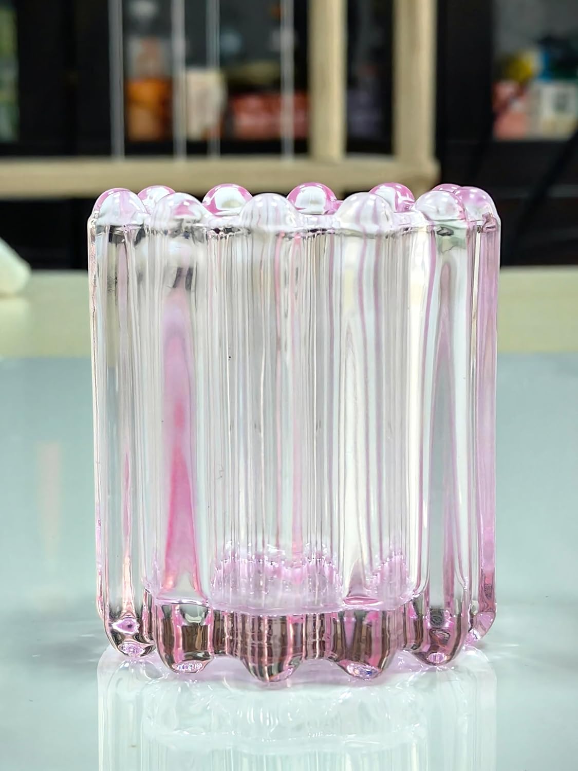 GOLDEAL 24Pcs Pink Glass Votive Candle Holders Tealight Holders Decorative, Tea Candle Holders Bulk,Candlestick for Wedding, Party,Dinner, Home Table Decor.