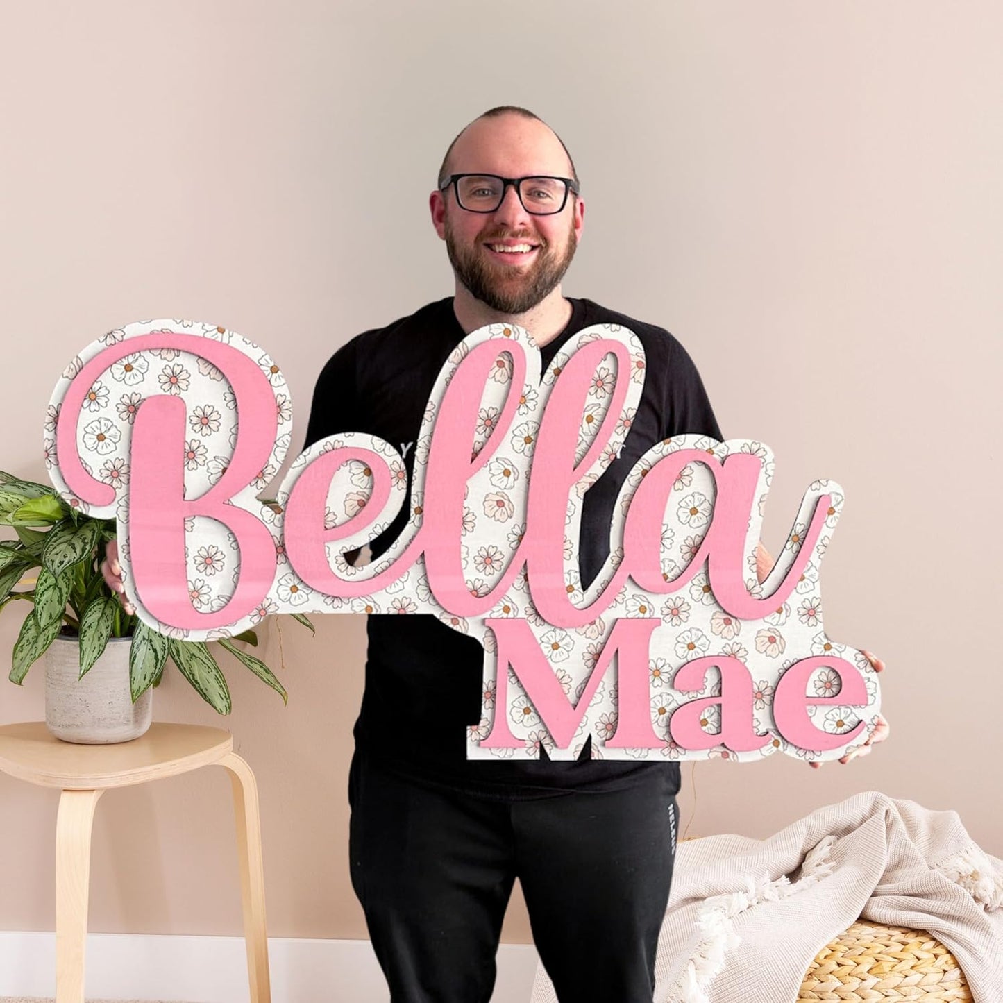 Personalized Name Sign - Custom Wood Name Sign - Nursery Name Sign For Boys Girls - Baby Name Signs For Nursery - Baby Name Wall Decor - Baby Shower Gifts - Jungle Nursery Decor