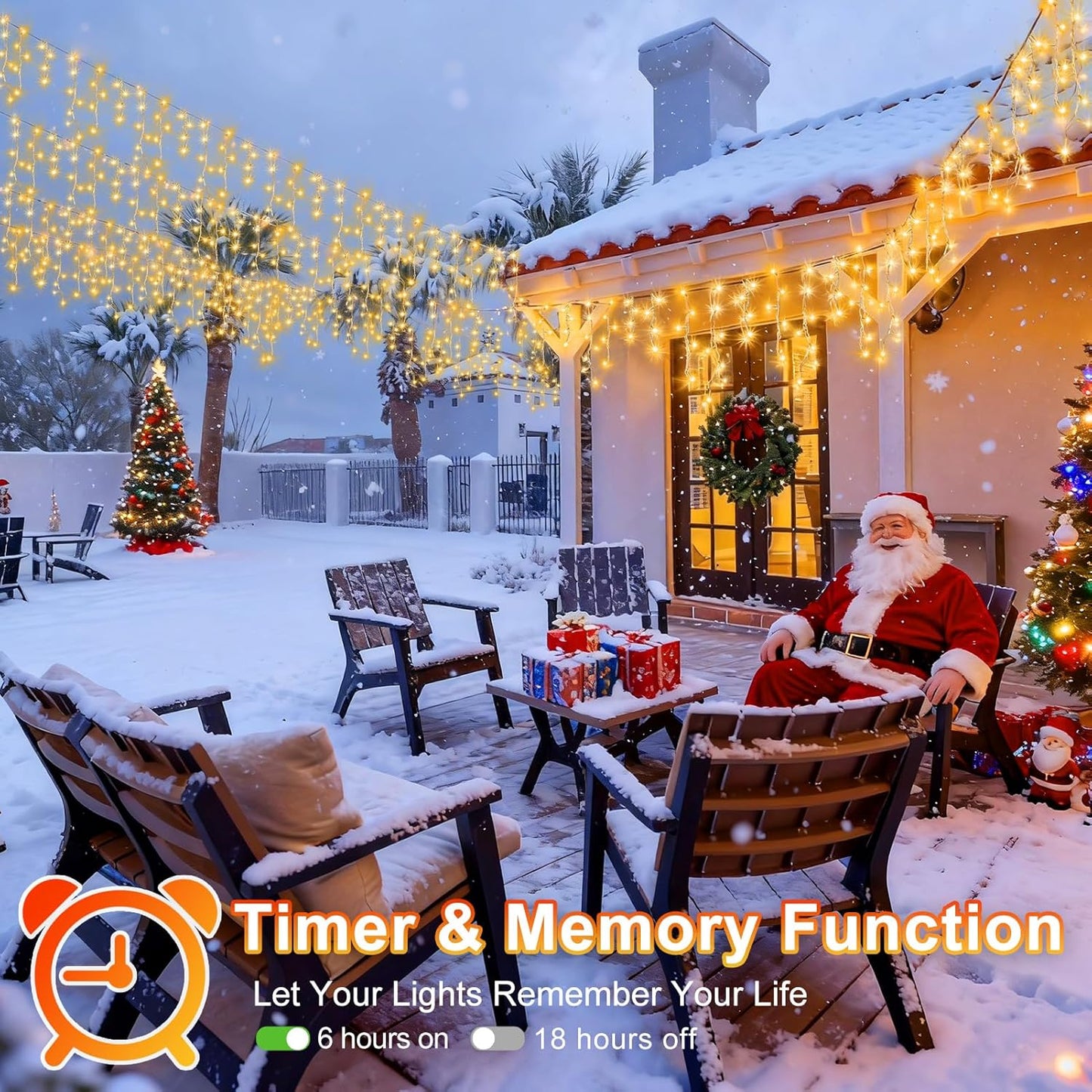 KNONEW 99ft 1216 LED Christmas Lights Outdoor Decorations with 228 Drops, 8 Modes Curtain Fairy String Light, Clear Wire LED String Light Indoor Decor for Wedding Party Christmas