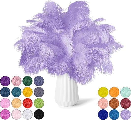 NEWONG 30pcs Light Purple Ostrich Feathers Natural Bulk 11-14inch(28-35cm) Vase Craft Wedding Home Party Centerpieces Christmas Day Decoration