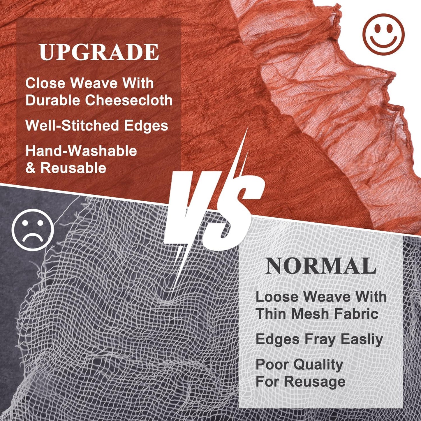 Asee'm 12pcs Cheesecloth Table Runner 120 Inches Long Terracotta Boho Gauze Cheese Cloth Runner 10FT Rustic Sheer Fall Table Runners for Thanksgiving Christmas Wedding Party Baby Shower Decoration