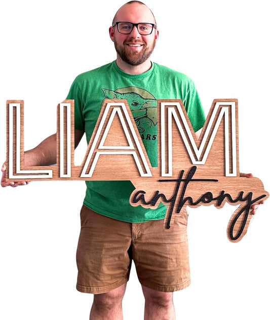 Personalized Name Sign - Custom Wood Name Sign - Nursery Name Sign For Boys Girls - Baby Name Signs For Nursery - Baby Name Wall Decor - Baby Shower Gifts - Jungle Nursery Decor