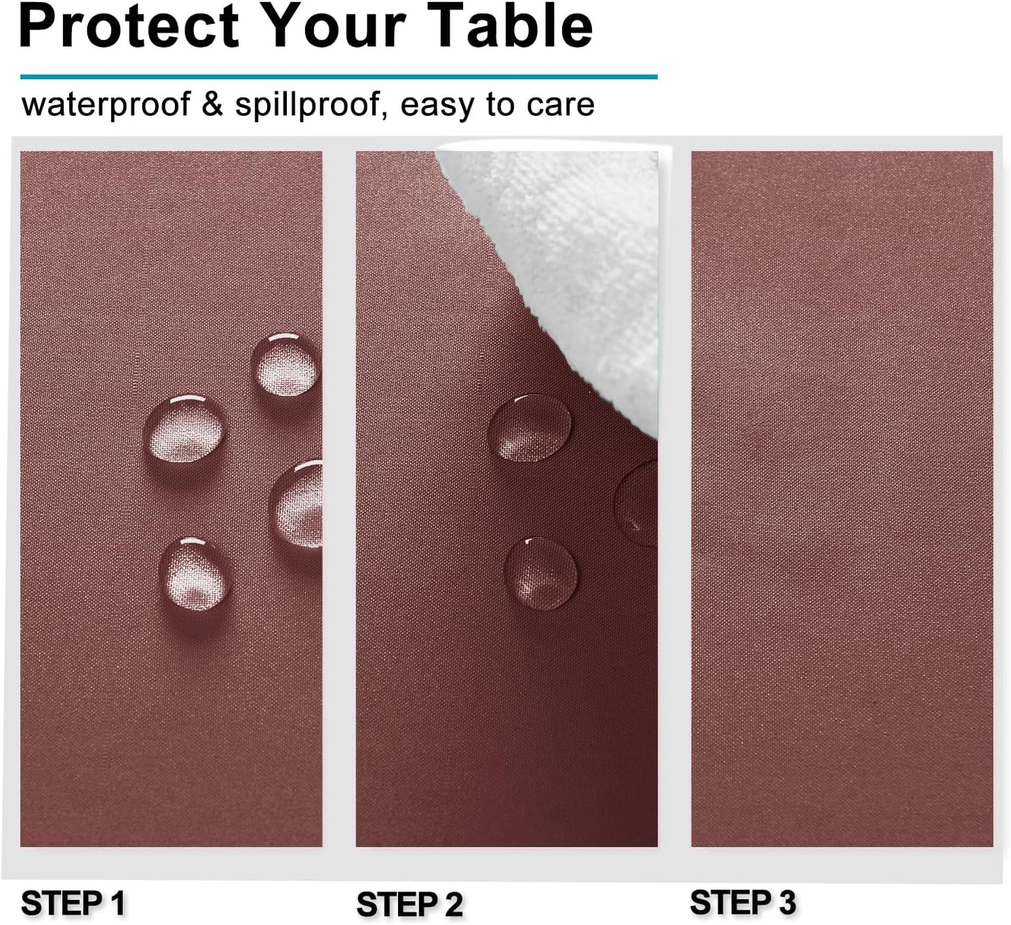 Hiasan Dusty Rose Tablecloth for Rectangle Tables - Waterproof Washable Polyester Fabric Table Cloth for Buffect Dining Birthday Party Wedding, 54 x 120 Inch