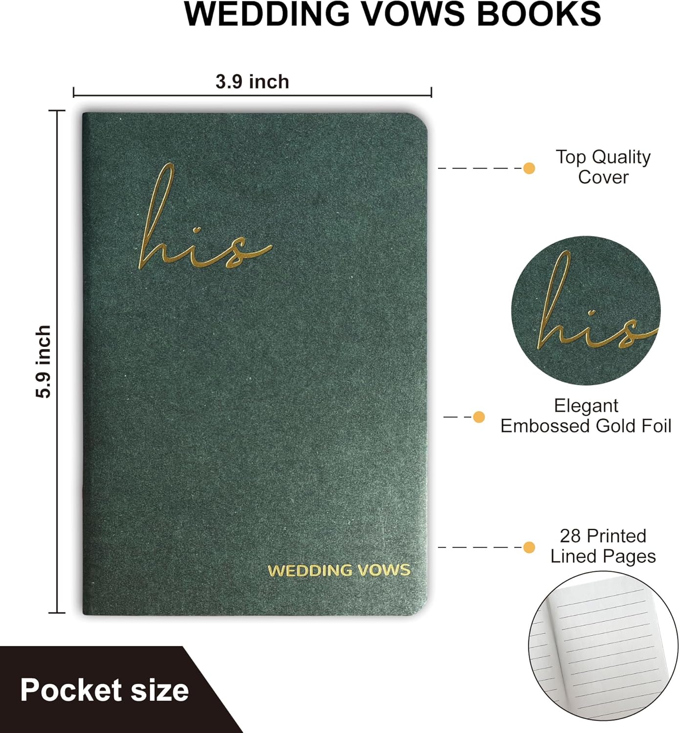 Wedding Vow Books His and Hers, Wedding Registry Gifts Ideas for Bride & Groom,Wedding Essentials