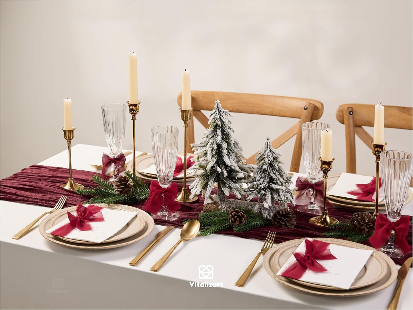 Vitalizart Red Handmade Chiffon Silk Ribbon Fringe 1.5" x 21 Yd Burgundy Frayed Edges Ribbons for Wedding Invitations Bridal Bouquets Gifts Wrapping Crafts Holiday Party Decorations