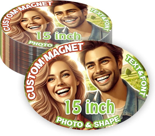 KETABAO – 15" Oval Custom Refrigerator and Car Photo Magnets - Personalize with Photos of Your Home, Office and Vehicle