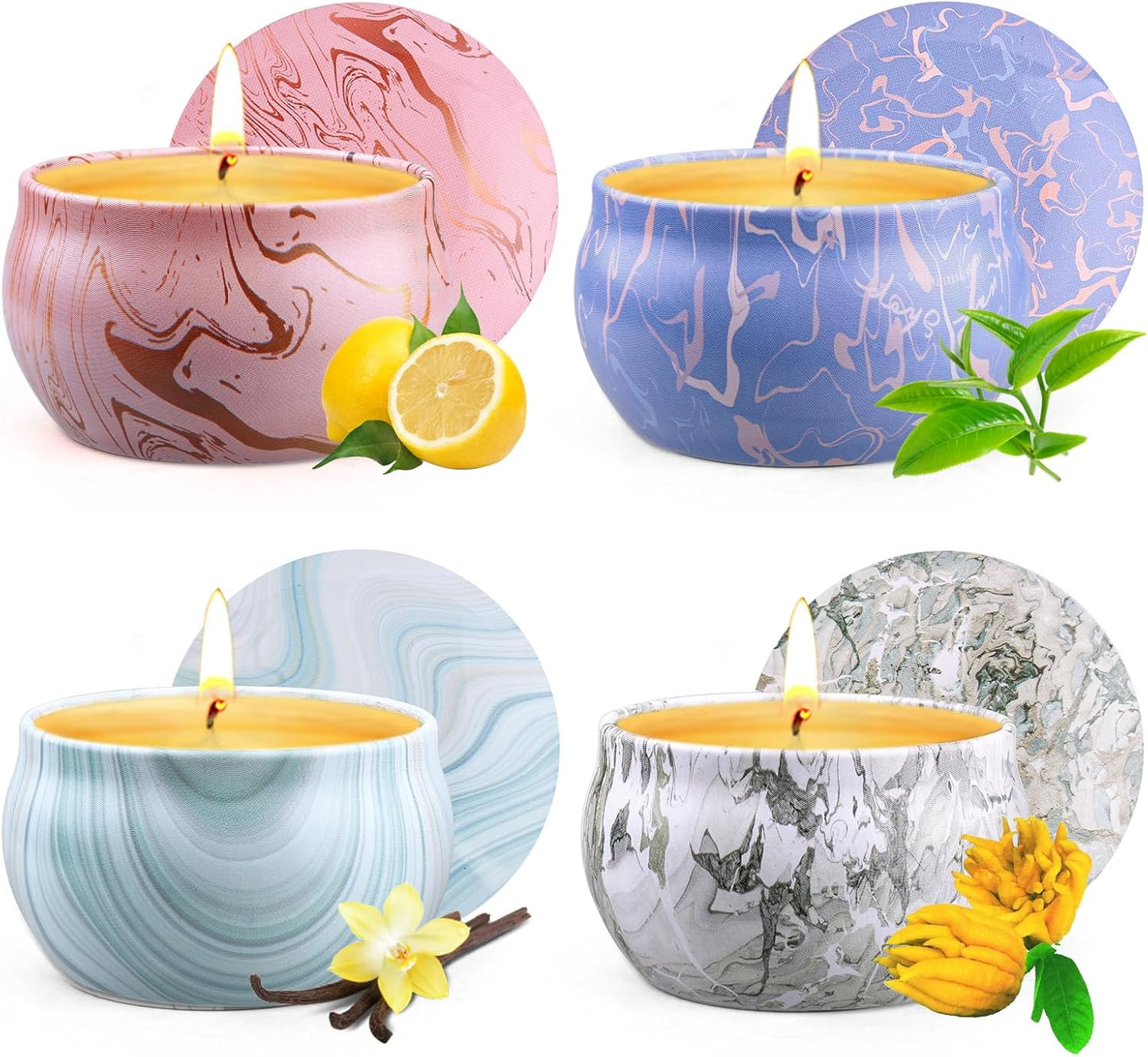 Candles - Scented Candles Gift Set for Women, 4 Packs Natural Fragrance Aromatherapy Candles for Home Scented, Long Burning Candles Gifts for Mothers Day, Thanksgiving Day, Birthday, Valentine's Day