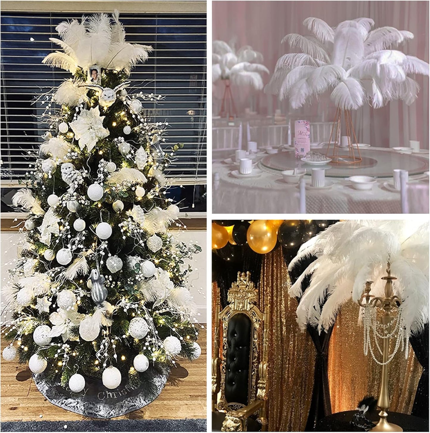 Larryhot White Large Ostrich Feathers - 16-18 inch 10pcs Feathers for Vase,Wedding Party Centerpieces and Home Decorations (White)