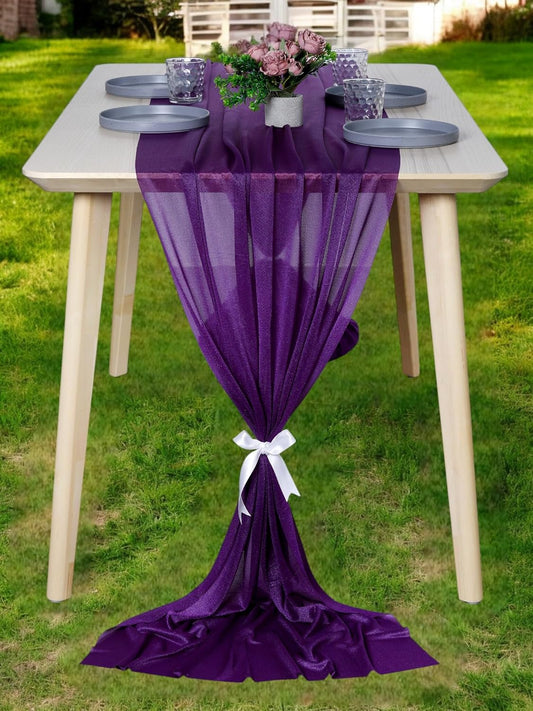 MDS Halloween Chiffon Table Runner - 5 Pack, 29 x 170 Inches, 14ft Each - Sheer Spooky Table Runners for Haunted House Parties, Trick-or-Treat Tables, Witchy Décor, Wedding & Events - Cadbury Purple
