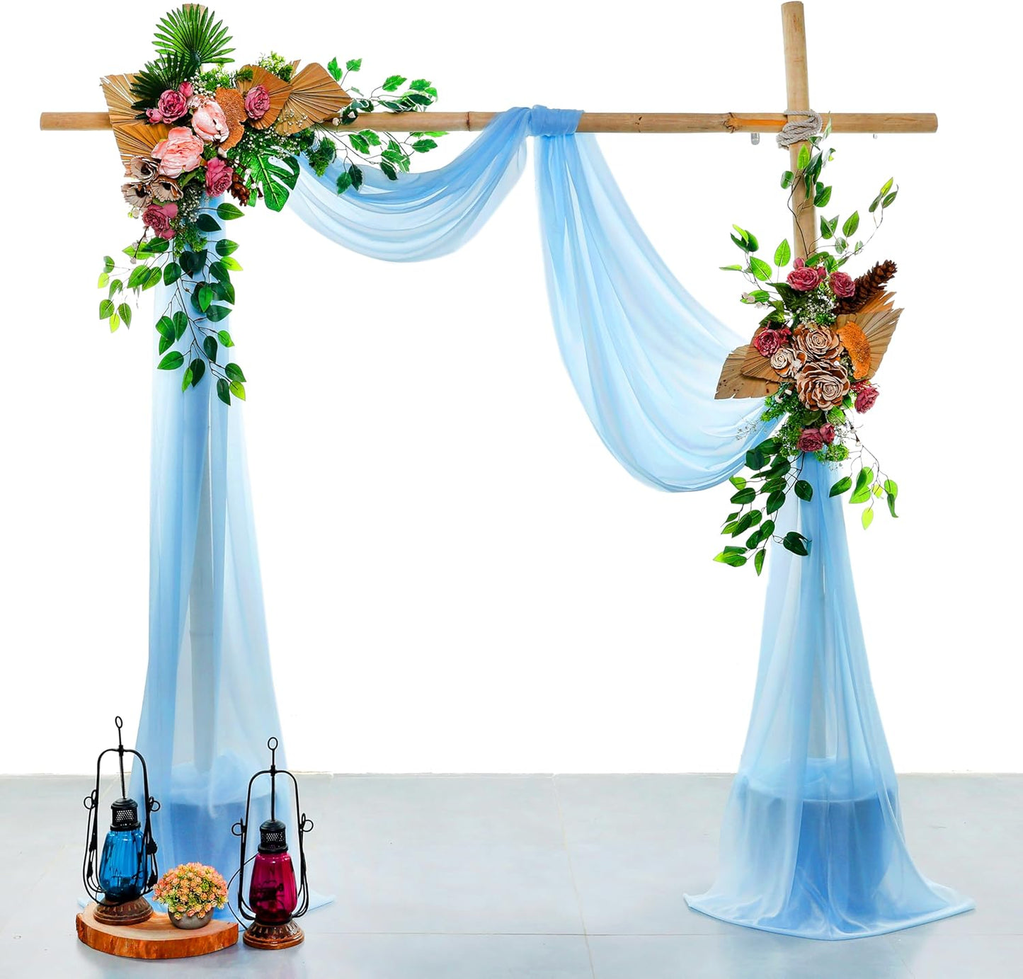 VDS Pack of 1 Panel (30 Inch X 50 Feet) Wedding Arch Draping Fabric Sheer Chiffon Fabric Drapery for Wedding Ceremony Reception Swag Backdrop Canopy Chuppah ARBO Altars Decoration (Turquoise)