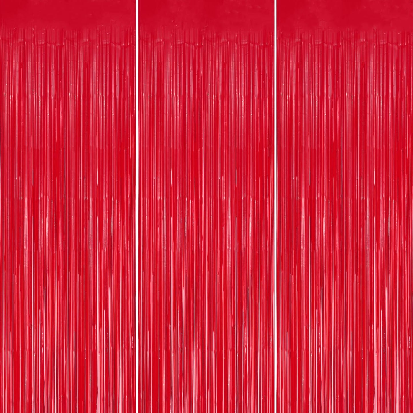 3 Pack Foil Fringe Backdrop - Pastel Red Shiny Tinsel Curtains for Party Decoration/Photo Booth Props - 3.3x8.2 FT Metallic Foil Backdrop for Birthday, Wedding, Graduation, Christmas.