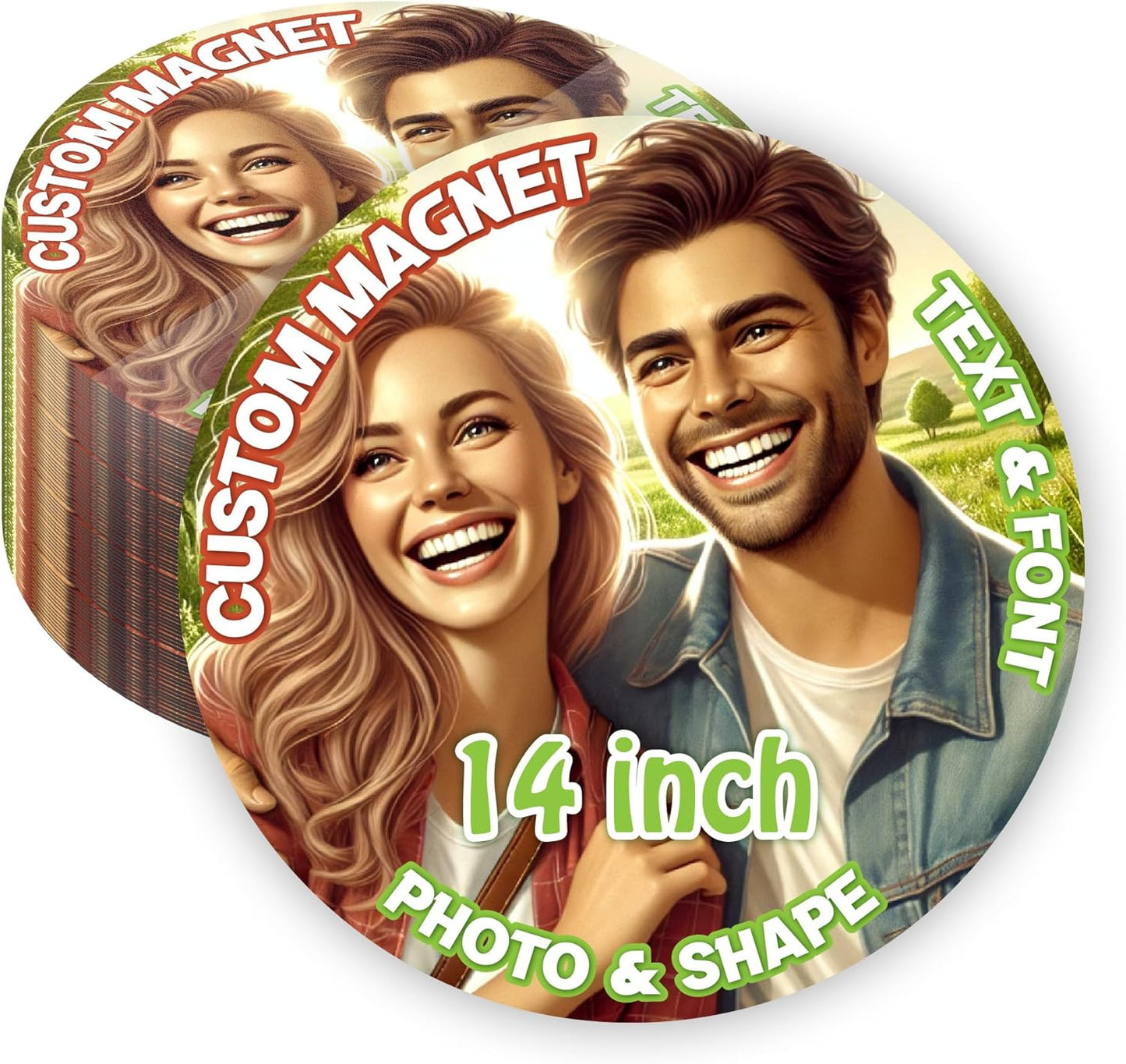 KETABAO – 14" Customizable Circle Magnetic Photo Magnet - add Your Image to Your Refrigerator, Storage Cabinet or car Magnet