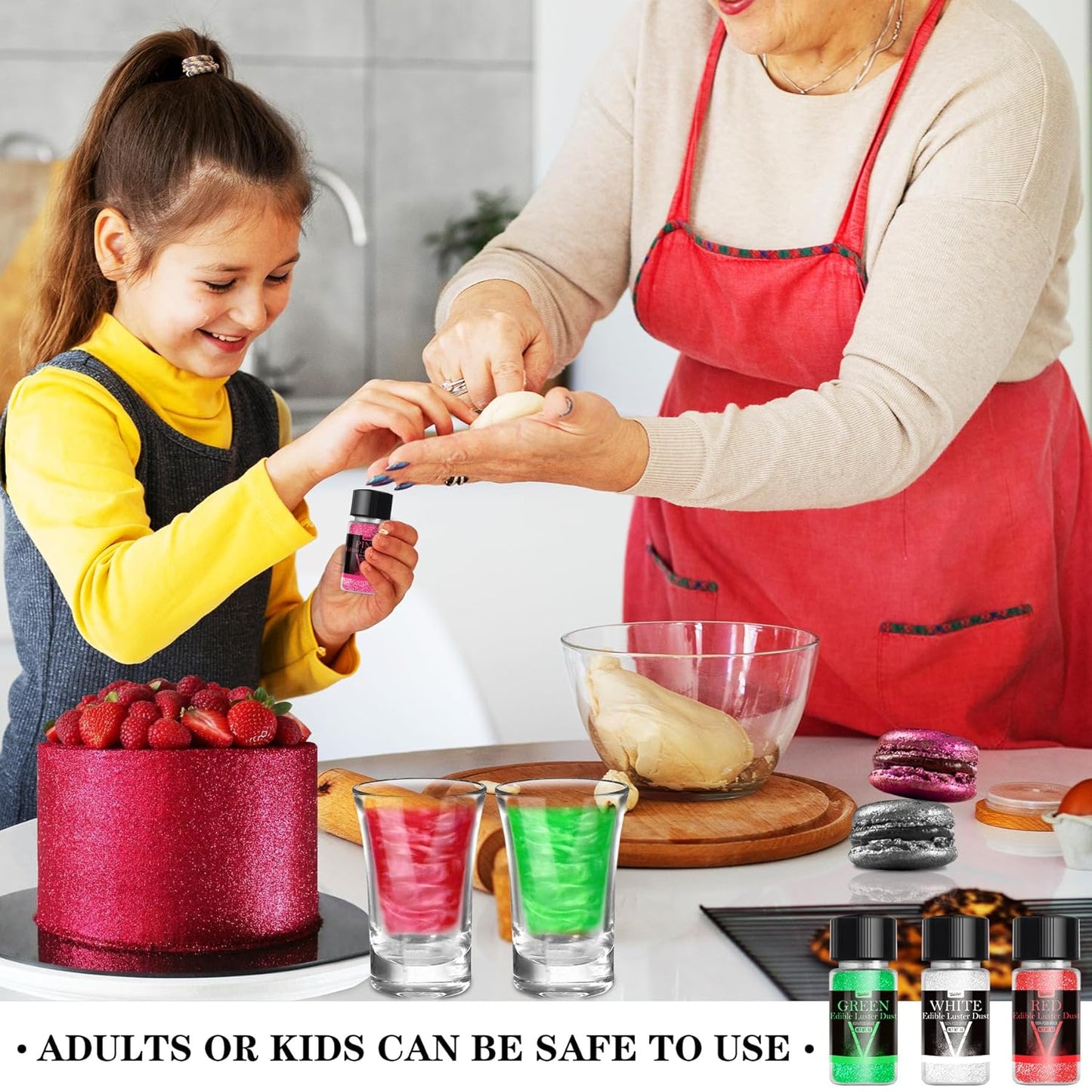 Edible Glitter - 4 Colors 5g/Bottle Halloween Luster Dust Edible Set, Food Grade Edible Glitter for Drinks, Cocktails, Cupcakes, Cookies, Candy, Glimmer Sprinkle Powder for Party Foods, Baking, Beverage