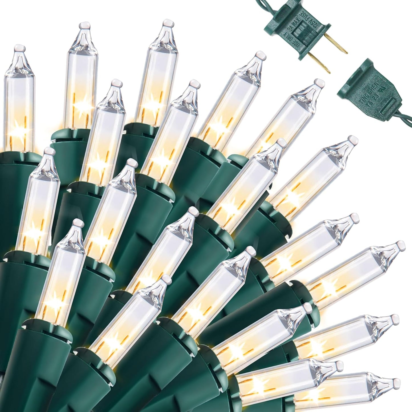 Joiedomi Clear Christmas String Lights Indoor,200(2x100) Mini Warm White Fairy Light,42.8 FT Lighting Decor for Patio Dorm Classroom Bedroom Holiday Wedding Party Garland Birthday Festival,Green Wire