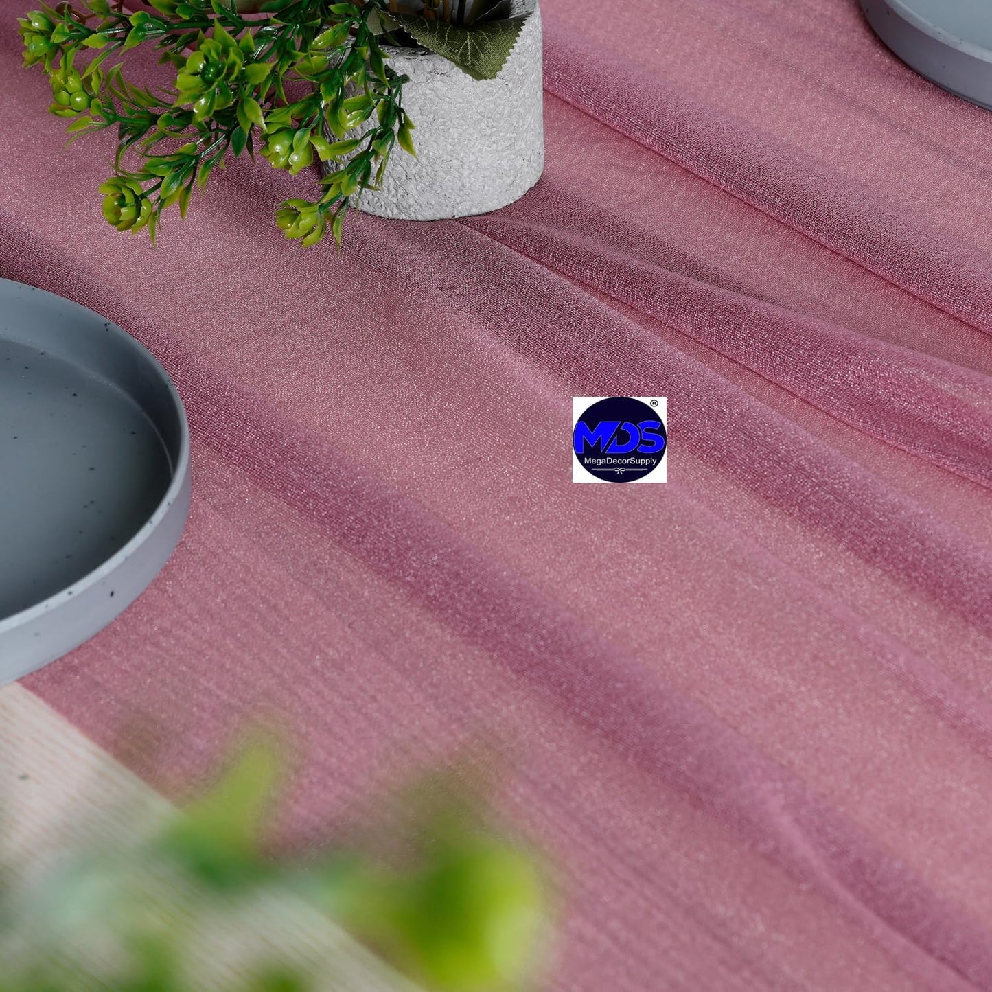 MDS Halloween Chiffon Table Runner - 25 Pack, 29 x 170 Inches, 14ft Each - Sheer Spooky Table Runners for Haunted House Parties, Trick-or-Treat Tables, Witchy Décor, Wedding & Events - mauva