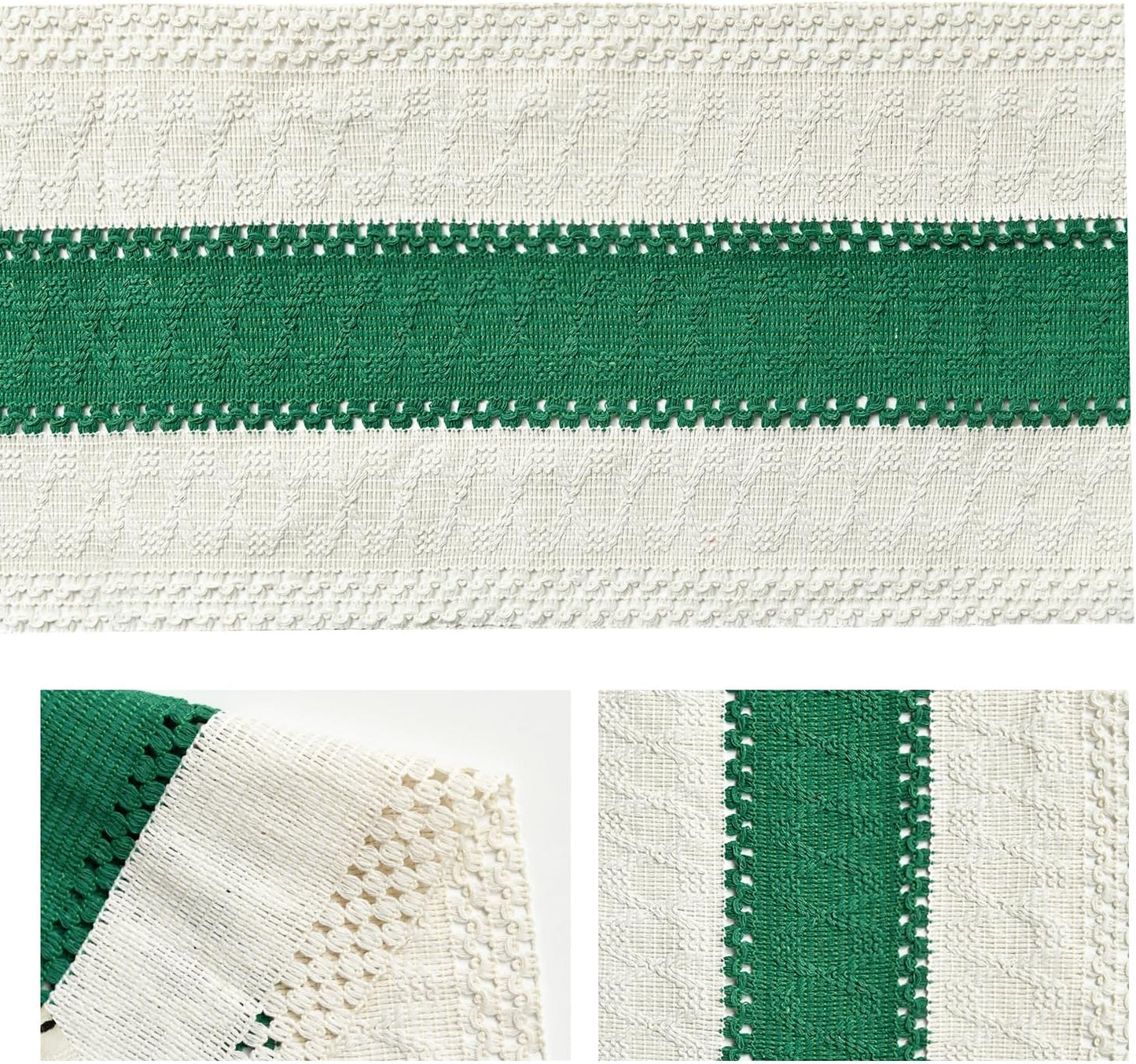 Artoid Mode Dark Green Farmhouse Rustic Table Runner, Seasonal Holiday Hollow Kitchen Dining Table Decoration for Home Party Decor 12x120 Inch