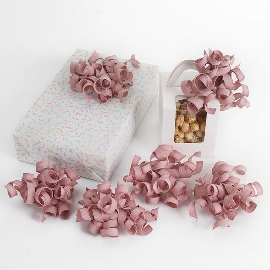 HUIHUANG Dusty Rose Bows for Gift Wrapping, Dusty Pink Curly Ribbon Bows Self Adhesive Burst Gift Bow for Presents, Wine Bottle, Treat Bags, Bridal Shower Wedding Party Favor - 6 Counts