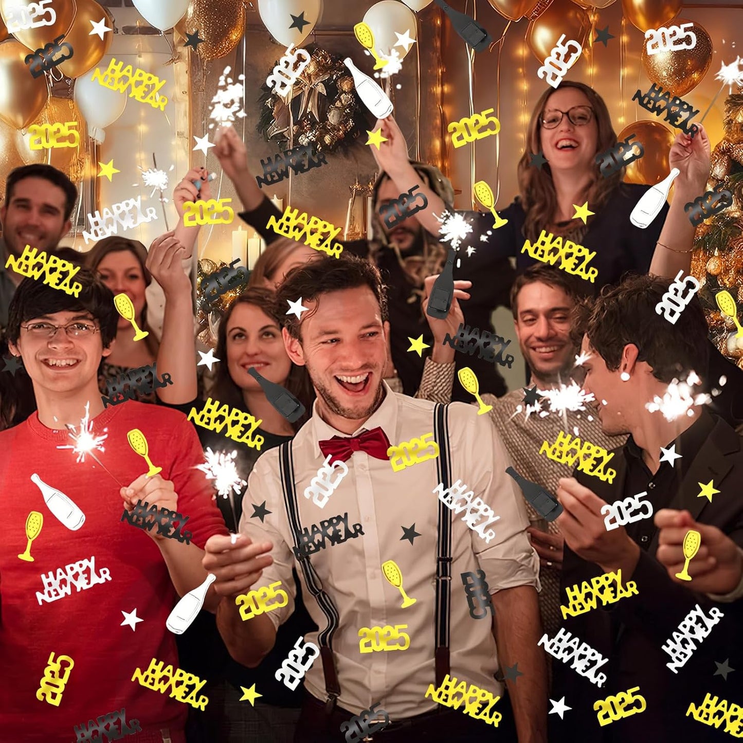 MARFOREVER 2026 New Years Confetti, New Year Eve Party Confetti Black Gold Silver Party Supplies New Year Decorations 2026 Nye Table Confetti for Happy New Year Party Decorations New Years Events