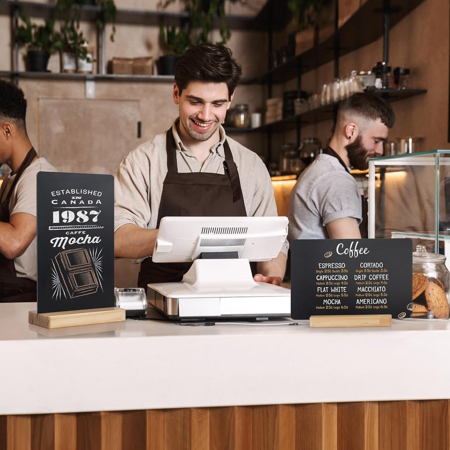 SELEAD Small Chalkboard Words Sign - 2 Pack 8x12 Inch Tabletop Decorative Chalk Board with Wooden Stand, Double-Sided Erasable Message Menu Board for Food, Store, Business, Wedding