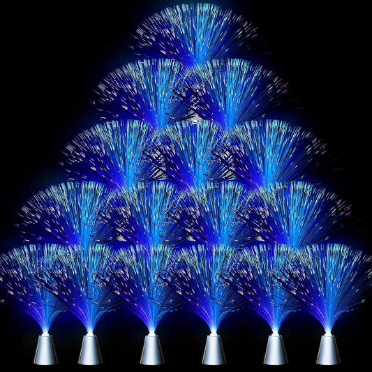 Patelai 16 Pcs LED Fiber Optic Lamp Color Changing Fiber Optic Night Light with Multicolor Glow Decorative Table Centerpiece for Sensory Bedroom Halloween Party Holiday Decorations (Stylish,Blue)