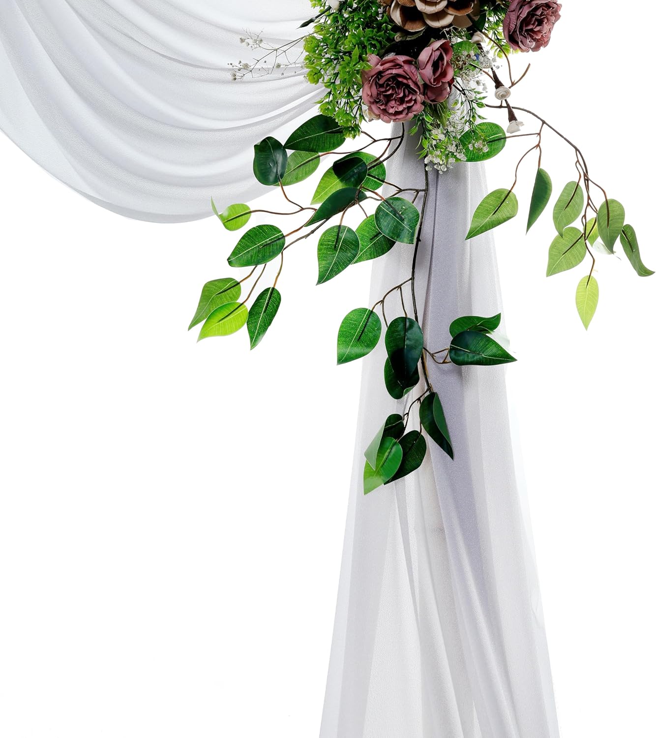 VDS Pack of 2 Panel (30 Inch X 40 Feet) Wedding Arch Draping Fabric Sheer Chiffon Fabric Drapery for Wedding Ceremony Reception Swag Backdrop Canopy Chuppah ARBO Altars Decoration (Cool Grey)