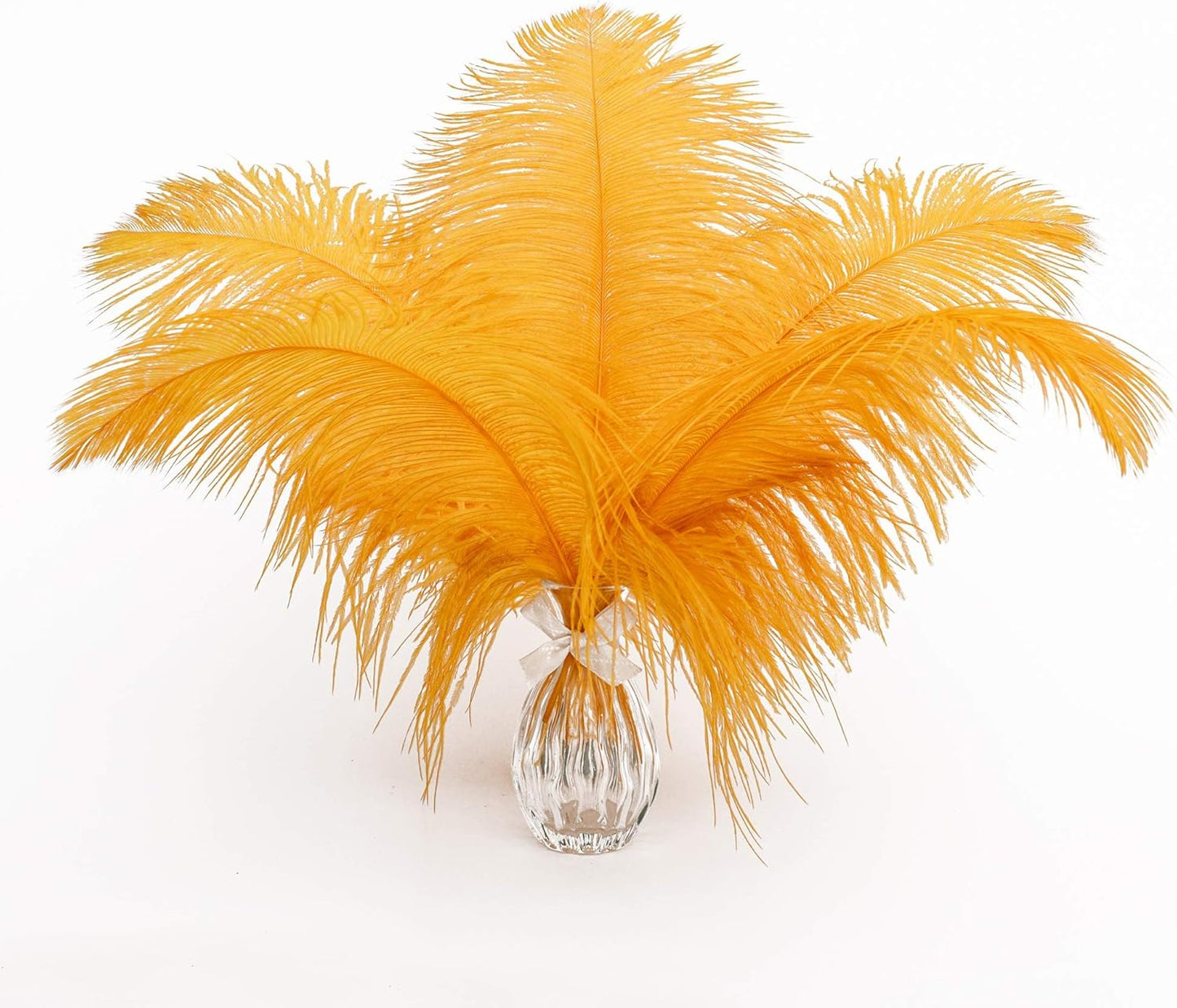 12pcs Natural Luxury Gold Ostrich Feathers 12-14inch (30-35cm) for Wedding Party Centerpieces，Flower Arrangement and Home Decoration.