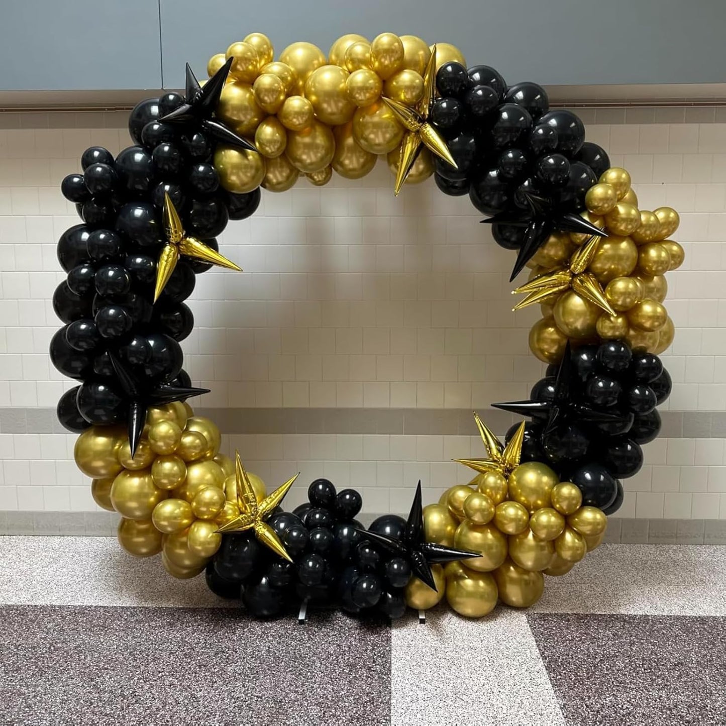 Black Gold Star Balloons 12pcs, 27/22 Inch Foil Star Explosion Balloons, Large Spike Mylar Cone Balloon, Fireworks Shape Balloon Decor for Retirement Anniversary New Year Wedding