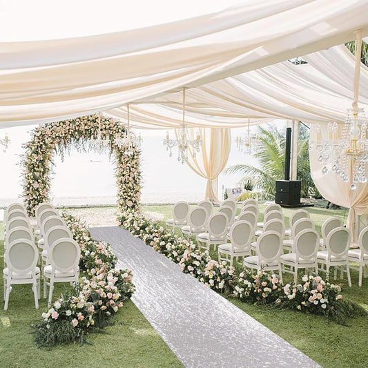 ShinyBeauty Silver Sequin Aisle Runner - 3FTx15FT for Wedding Ceremonies, Outdoor Events & Special Occasions