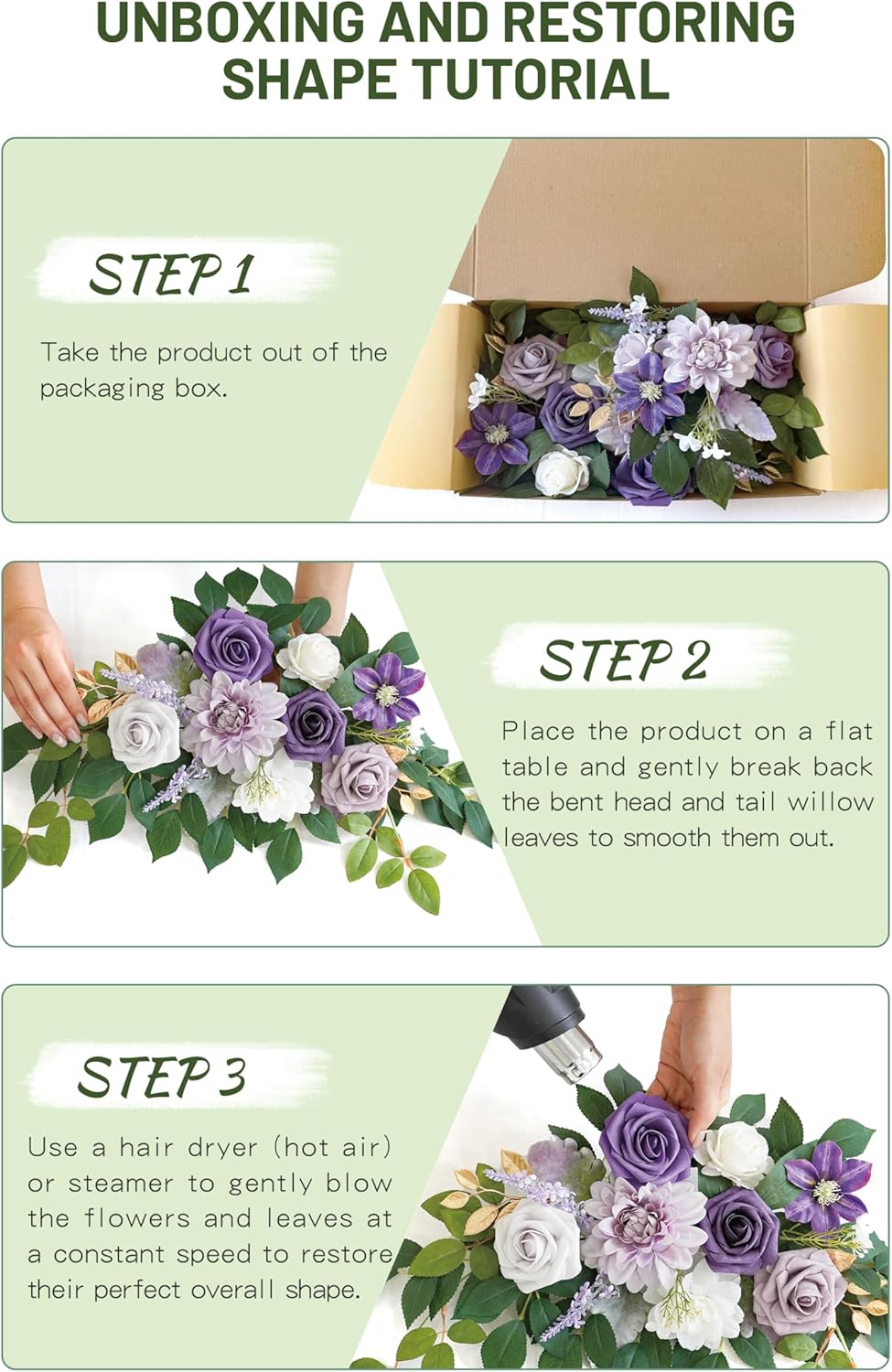 Wedding decor (pack of 2) Welcome Sign Flower Backdrop Garland For Ceremony Reception Wall Easel Home Decoration Entryway Faux Outdoor Board Head Table Decor (Lilic & Cream)