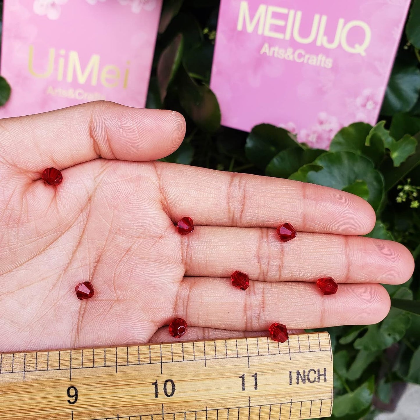 6mm Bicone 450Pcs Red Crystal Glass Beads Faceted Bicone Shape Crystal Glass Spacer Beads for Bracelet Necklace Decorative Hand Jewelry Making (Red, 6MM)