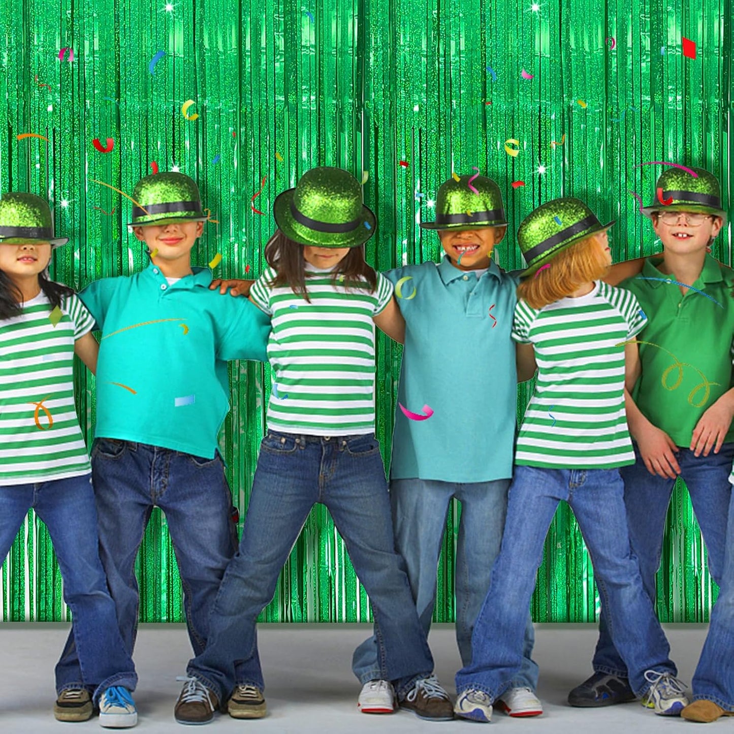 Tinsel Curtain Party Backdrop Green Birthday Decorations 10 Packs Glitter Foil Fringe Curtain Party Decor Streamers Photo Booth for Birthday Christmas Wedding Halloween Graduation Decorations