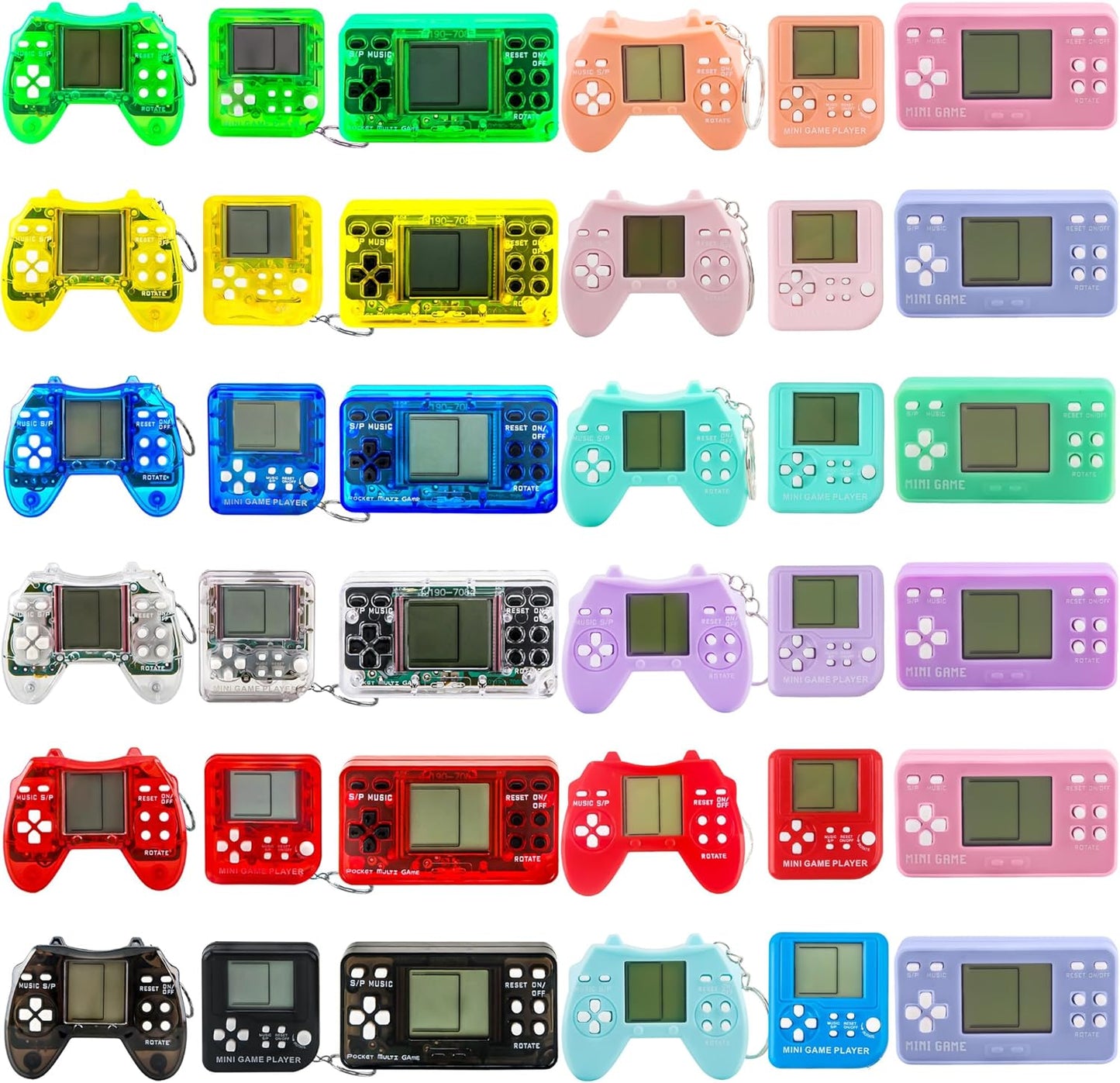 36 Pack Video Game Keychain Mini Square Handheld Video Game Key Chain for Kids Birthday Video Game Party Favors