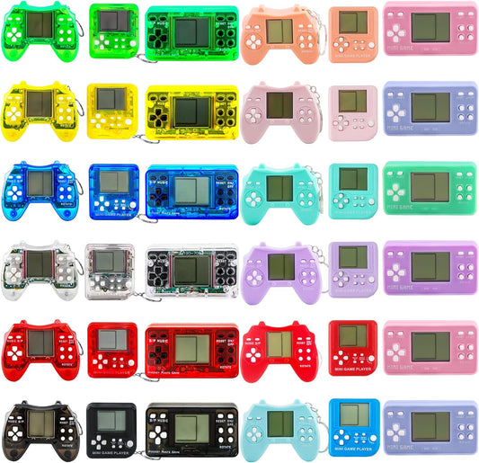 36 Pack Video Game Keychain Mini Square Handheld Video Game Key Chain for Kids Birthday Video Game Party Favors