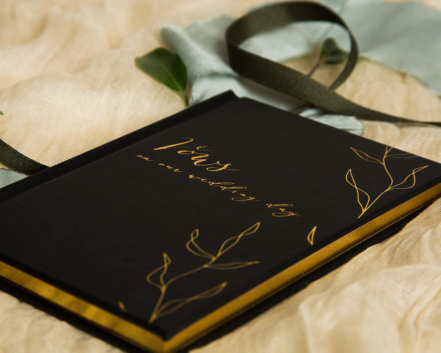 MUUJEE Vows On Our Wedding Day Vow Books (Set of 2) - Black and White Gold Foil Embossed Notebook Journal for Wedding Ceremony Vow Renewal - Wedding Gift Ideas