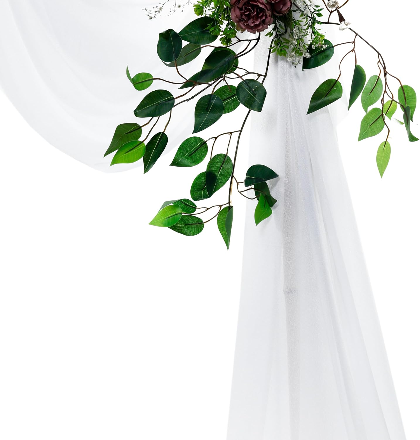 VDS Pack of 1 Panel (30 Inch X 100 Feet) Wedding Arch Draping Fabric Sheer Chiffon Fabric Drapery for Wedding Ceremony Reception Swag Backdrop Canopy Chuppah ARBO Altars Decoration (White)