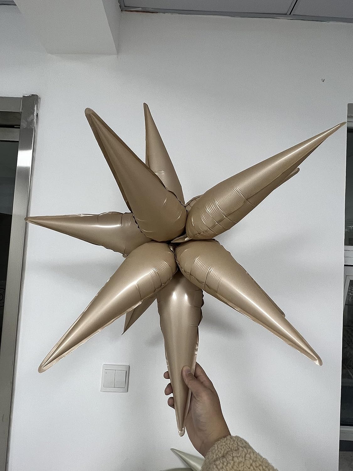 3pcs 26inch caramel Star foil balloons.blush Explosion Star burst star balloon-Spike cone balloon for birthday party decorations,wedding,Bachelor party